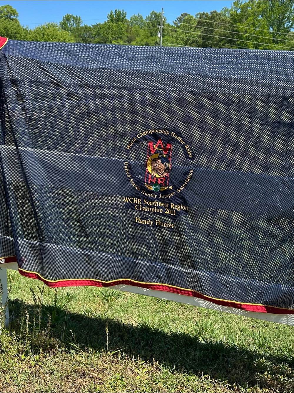 WCHR Southwest Region Champion 2011 Horse Scrim sheet - Navy w/Red & Yellow Trim
